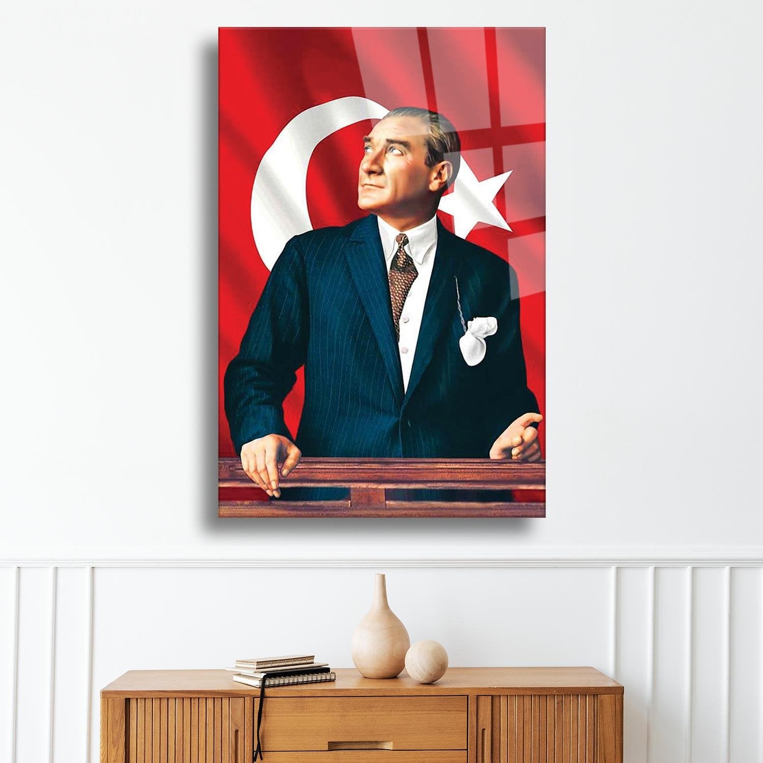 Atatürk Serisi Türk Bayrağı Temalı Dayanıklı Cam Tablo