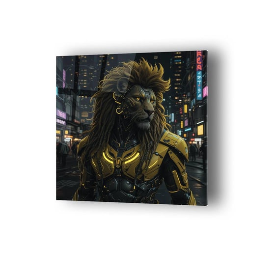 Cyberpunk Aslan Portre Temalı Cam Tablo