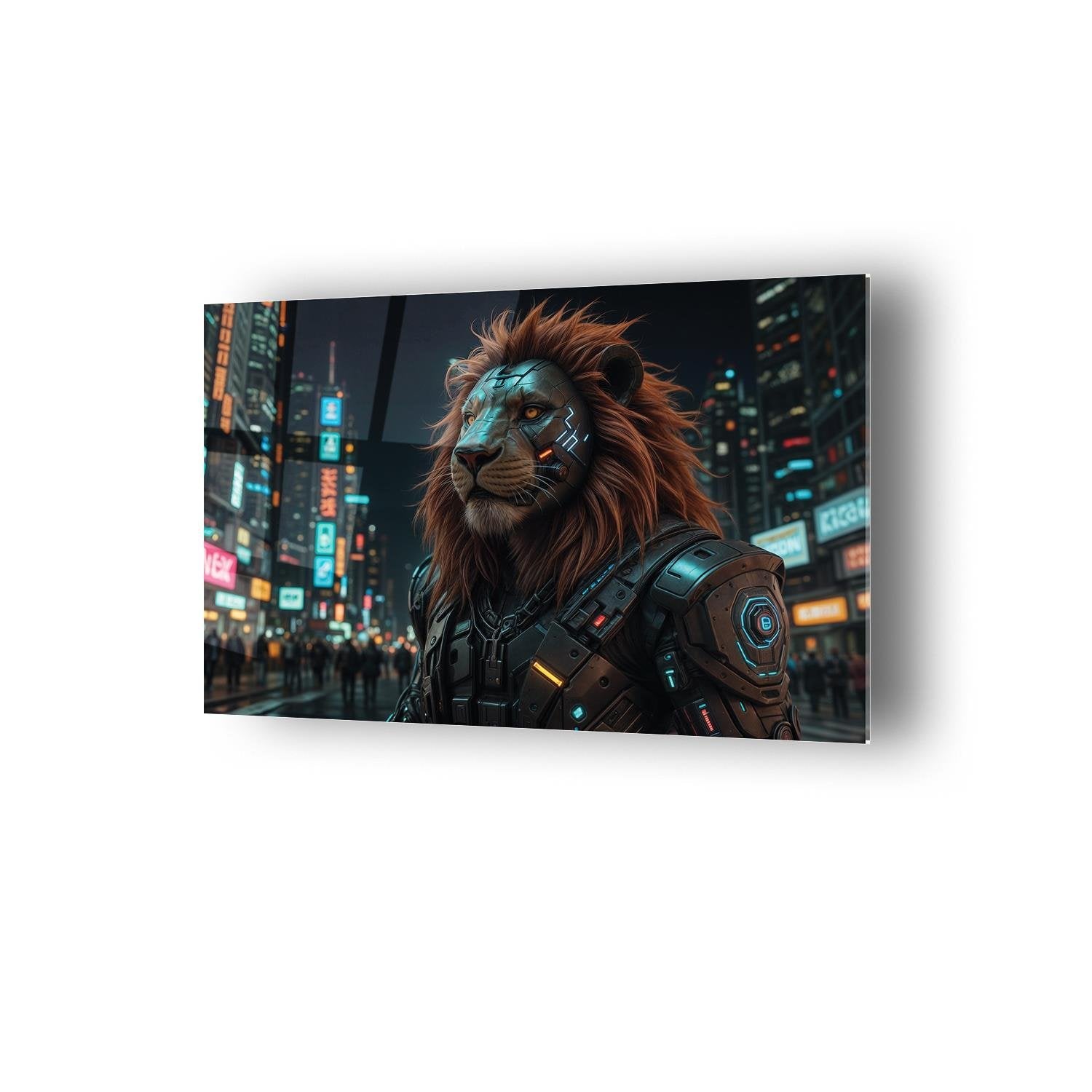 Cyberpunk Costum Aslan Temalı Cam Tablo