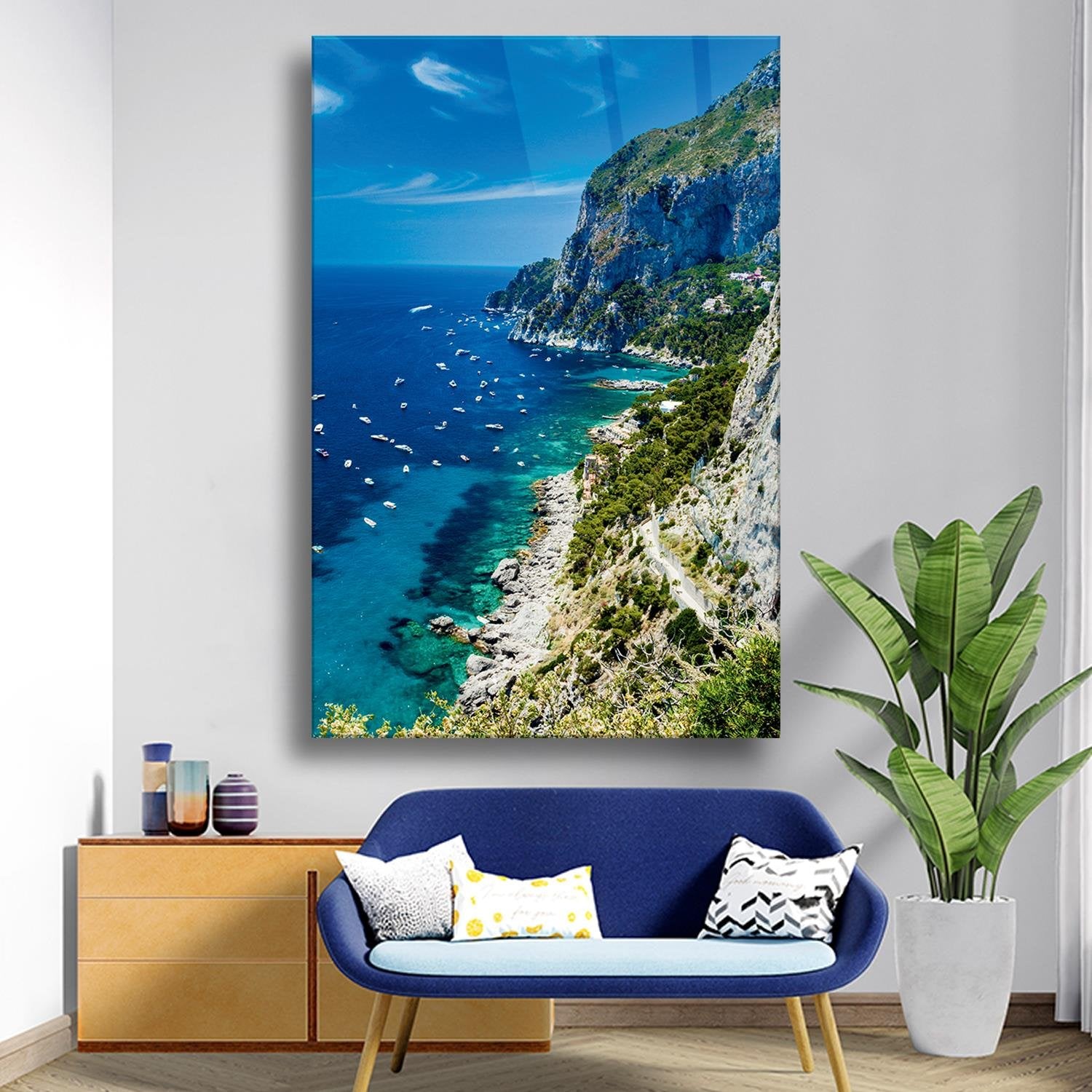 Deniz Manzarası Temalı Cam Tablo