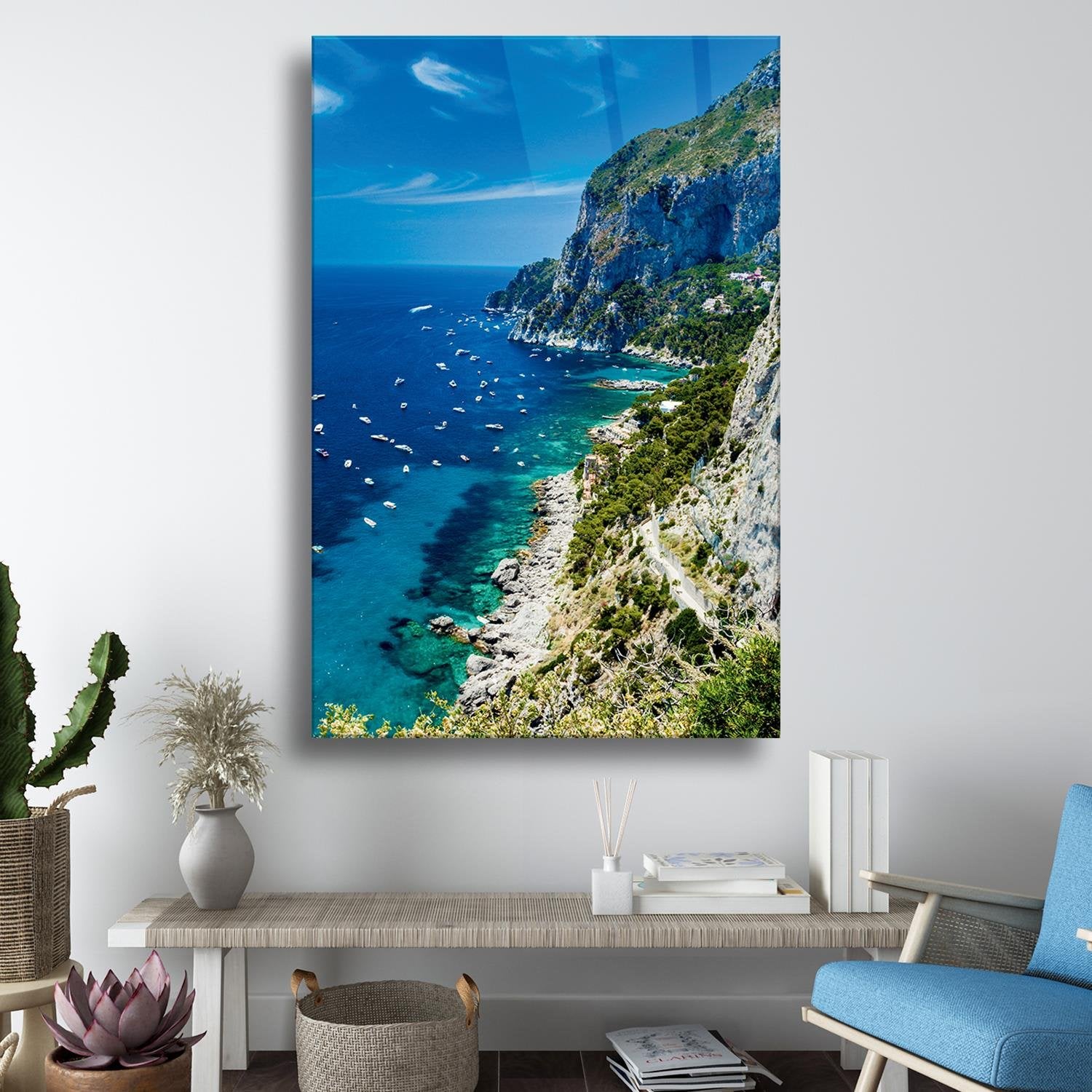 Deniz Manzarası Temalı Cam Tablo