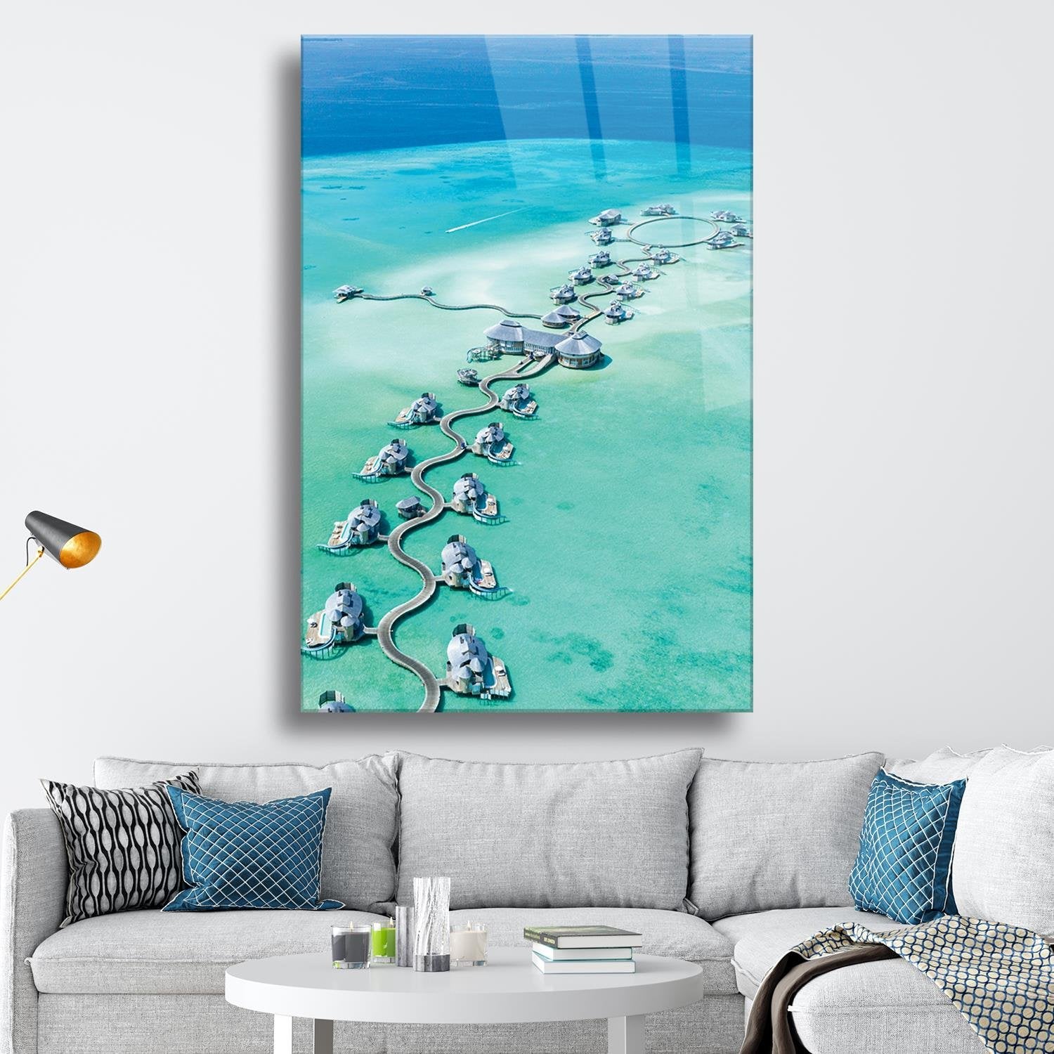 Maldiv Temalı Cam Tablo