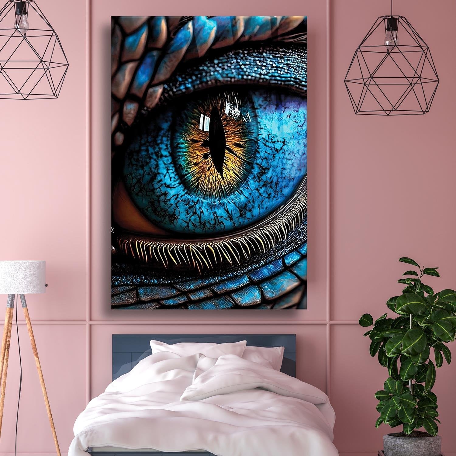 Mavi Kartal Gözü İris Dayanıklı Cam Tablo