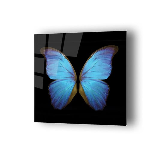 Mavi Kelebek Temalı Cam Tablo