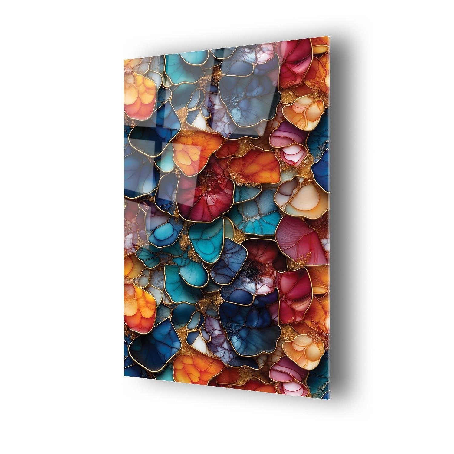 Modern Sanat Renkler Temalı Cam Tablo