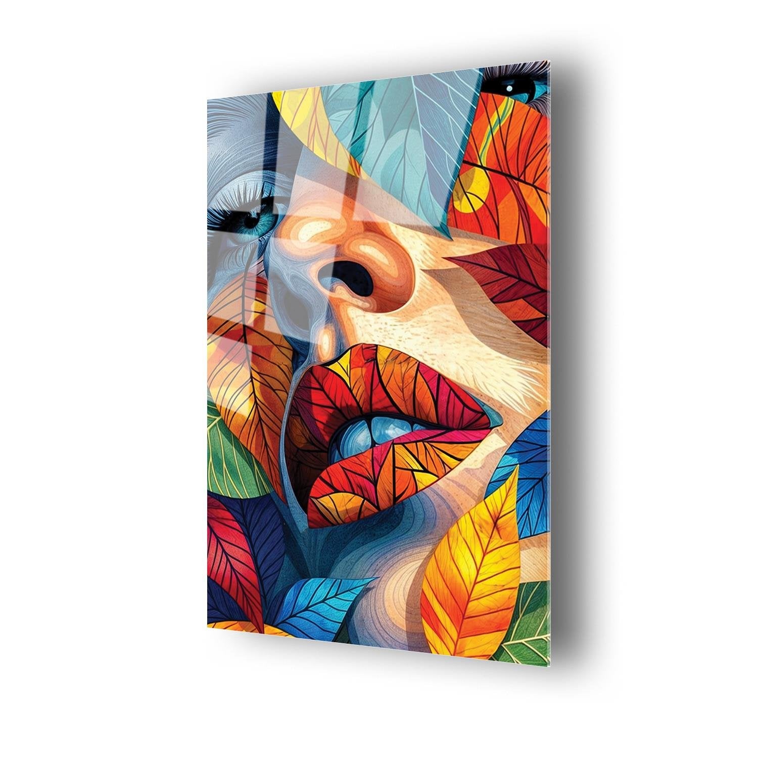 Mozaik Kadın Portre Serisi Cam Tablo