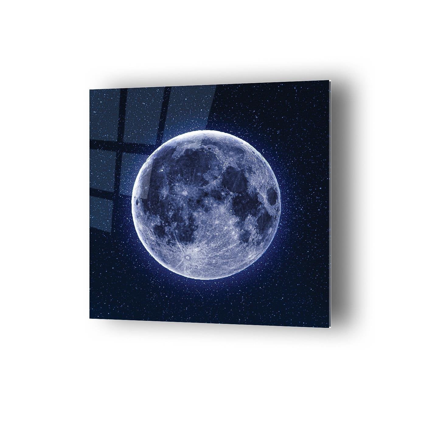 Neon Ay Temalı Cam Tablo