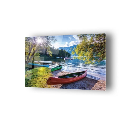 Renkli Kayıklar Temalı Cam Tablo
