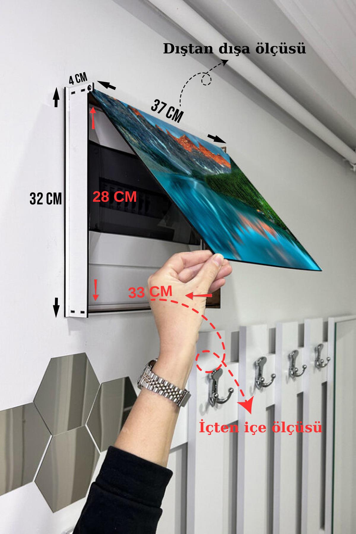 Sigorta Saklama Kutusu Aynı Zamanda Dağ Ve Göl Manzaralı Tablo