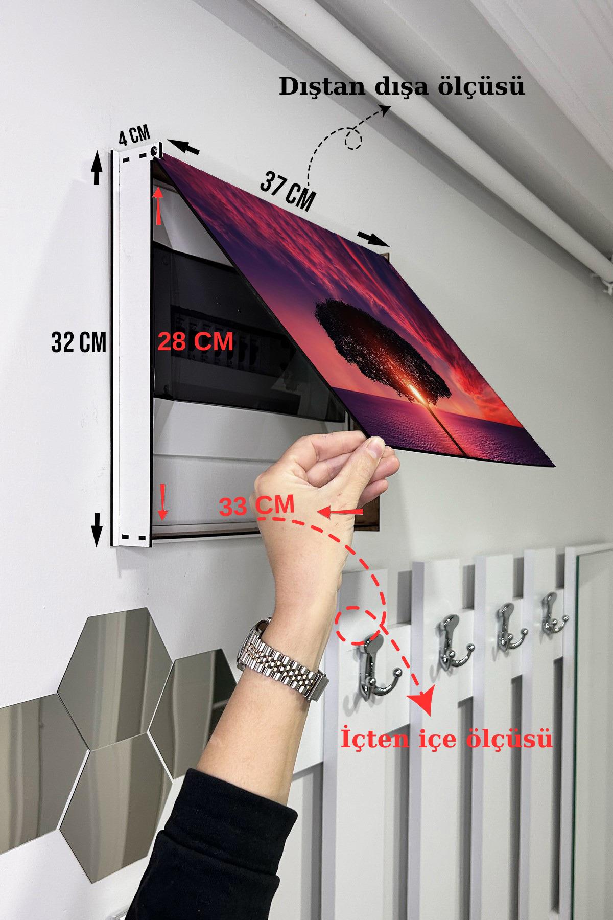 Sigorta Saklama Kutusu Aynı Zamanda Kızıl Gökyüzü Manzaralı Tablo