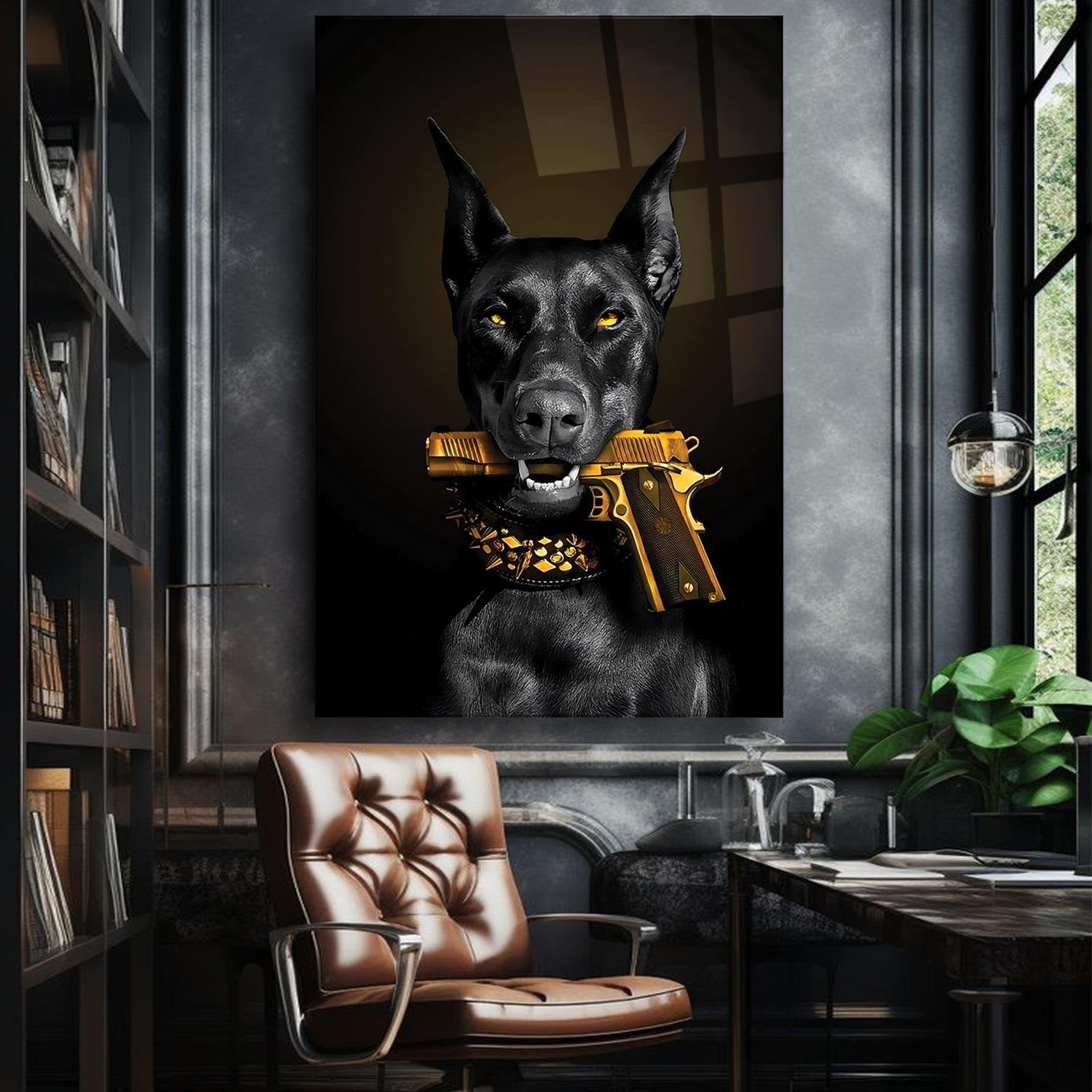 Vahşi Doberman Dayanıklı Cam Tablo