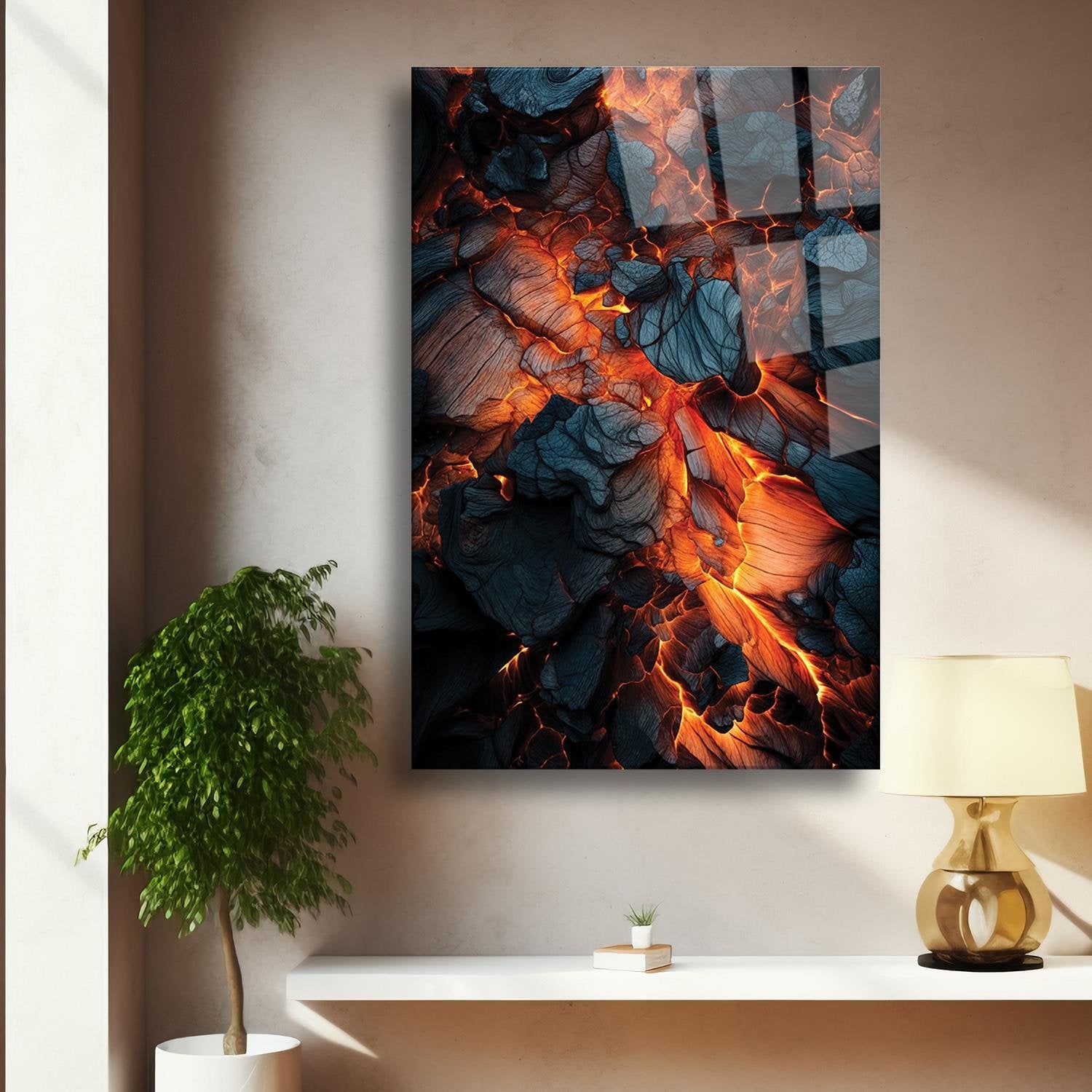 Volkanik Patlama Temalı Cam Tablo