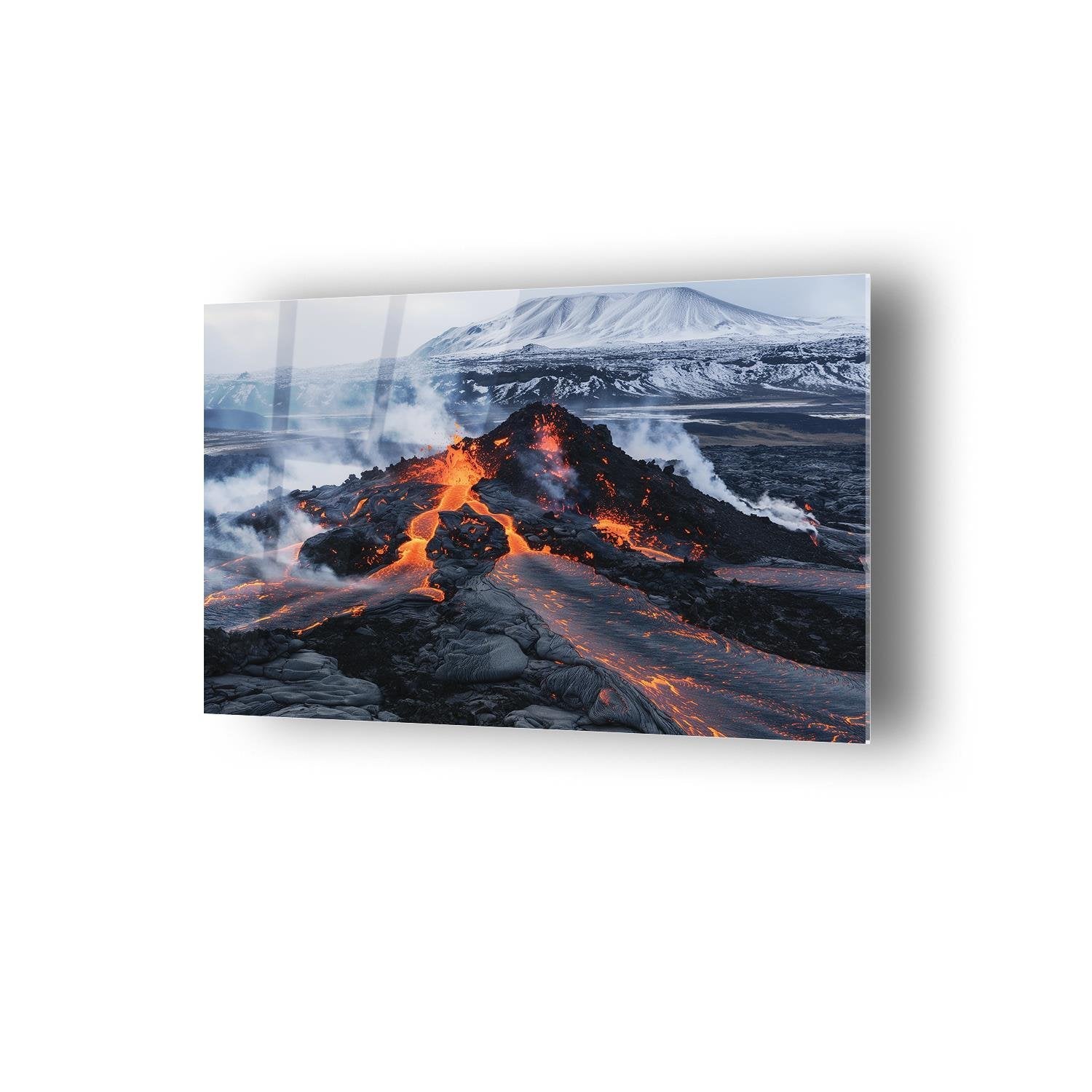 Volkanik Patlama Temalı Cam Tablo