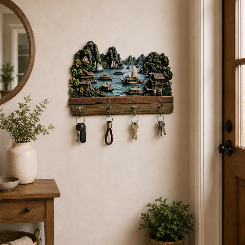 Ha Long Körfezi Dekoratif Anahtarlık – 3D Görünümlü Baskı