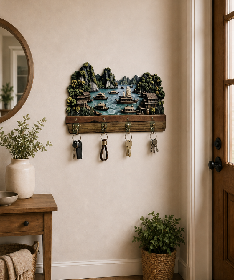 Ha Long Körfezi Dekoratif Anahtarlık – 3D Görünümlü Baskı