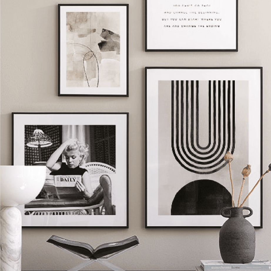 Modern Sanat Tarzında Siyah Beyaz Temalı Tablo Seti