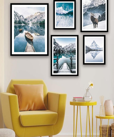 İsveç Dağ Ve Göl Manzara Temalı Tablo Seti