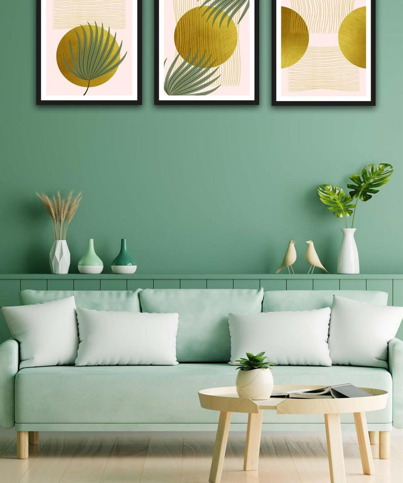 3 Parça Renkli Bohem Tarzında Siyah Çerçeve Görünümlü Tasarım Uv Baskı Mdf Tablo Seti