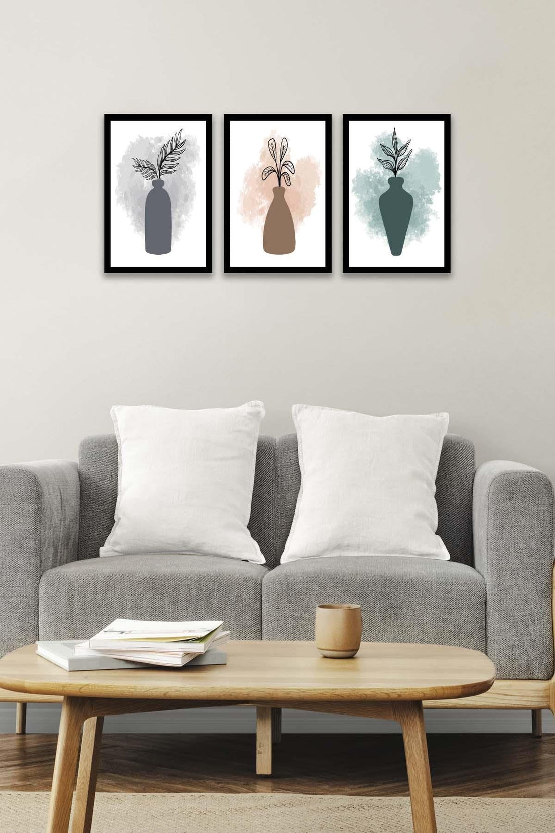 3 Parça Suluboya Tarzında Sanatsal Tablo Seti