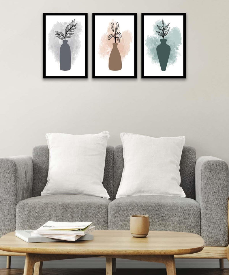 3 Parça Suluboya Tarzında Sanatsal Tablo Seti