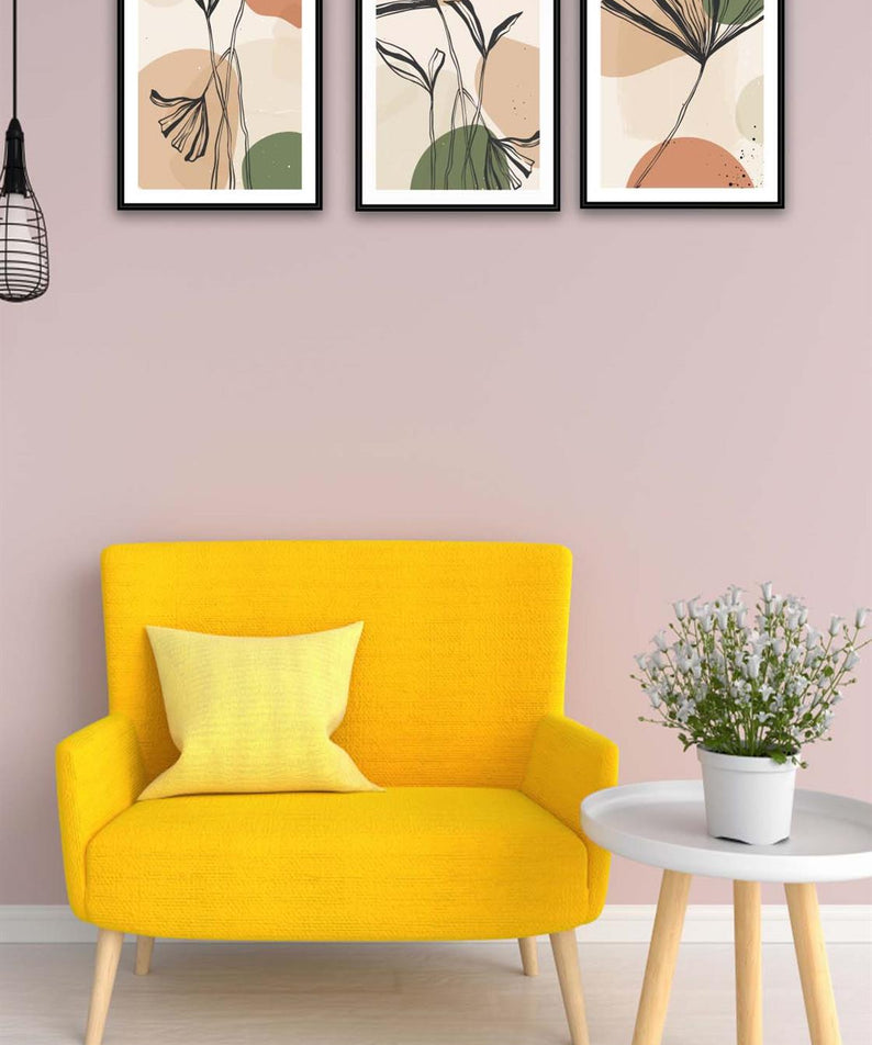 3 Parça Artline Çiçek Tasarım Uv Baskı Mdf Tablo Seti