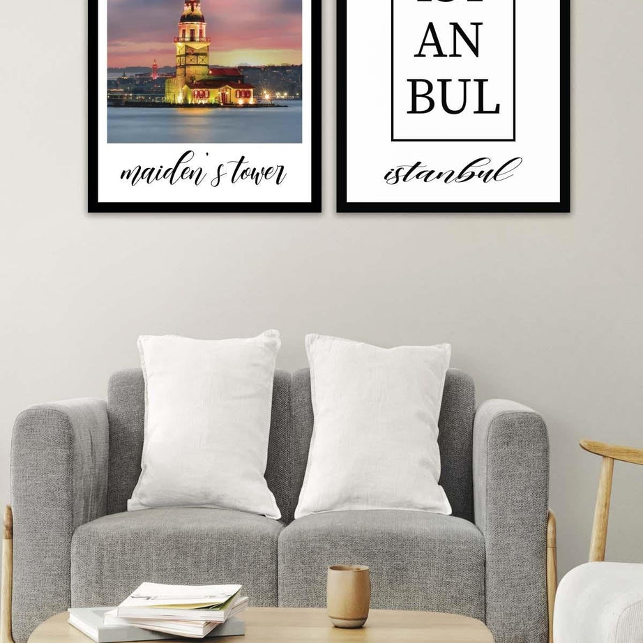 İstanbul Yazısı Ve Kız Kulesi Temalı Tablo Seti