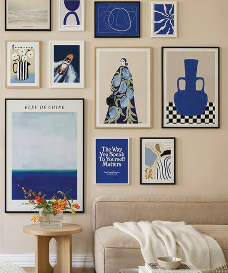 11 Parça The Way You Speak Blue Tarzında (AHŞAP VE ÇERÇEVE GÖRÜNÜMLÜ) Tablo Seti