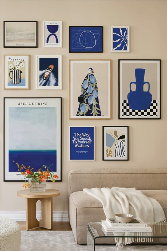 11 Parça The Way You Speak Blue Tarzında (AHŞAP VE ÇERÇEVE GÖRÜNÜMLÜ) Tablo Seti