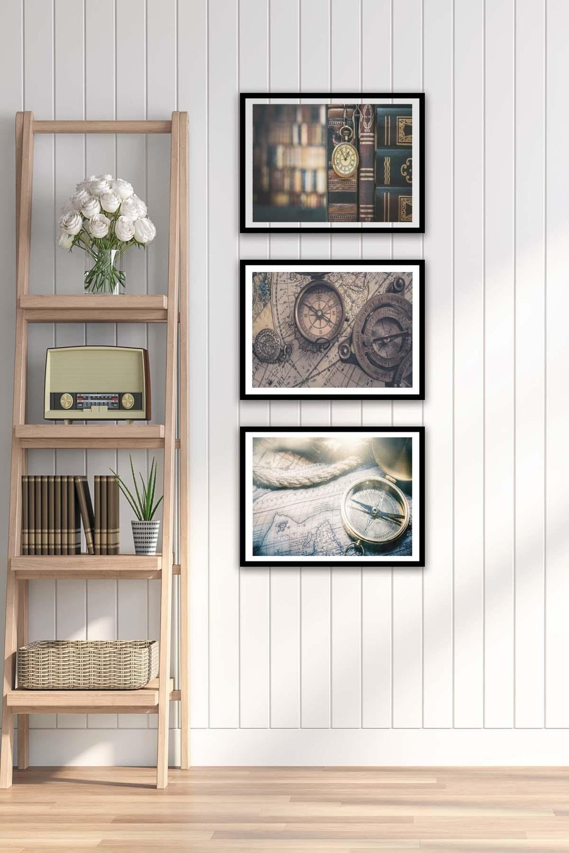 Pusula Temalı Siyah çerçeve Görünümlü Tablo Seti