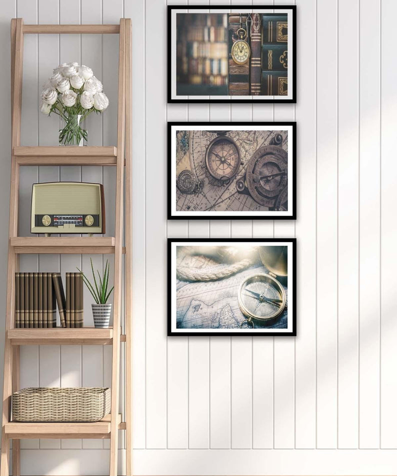 Pusula Temalı Siyah çerçeve Görünümlü Tablo Seti