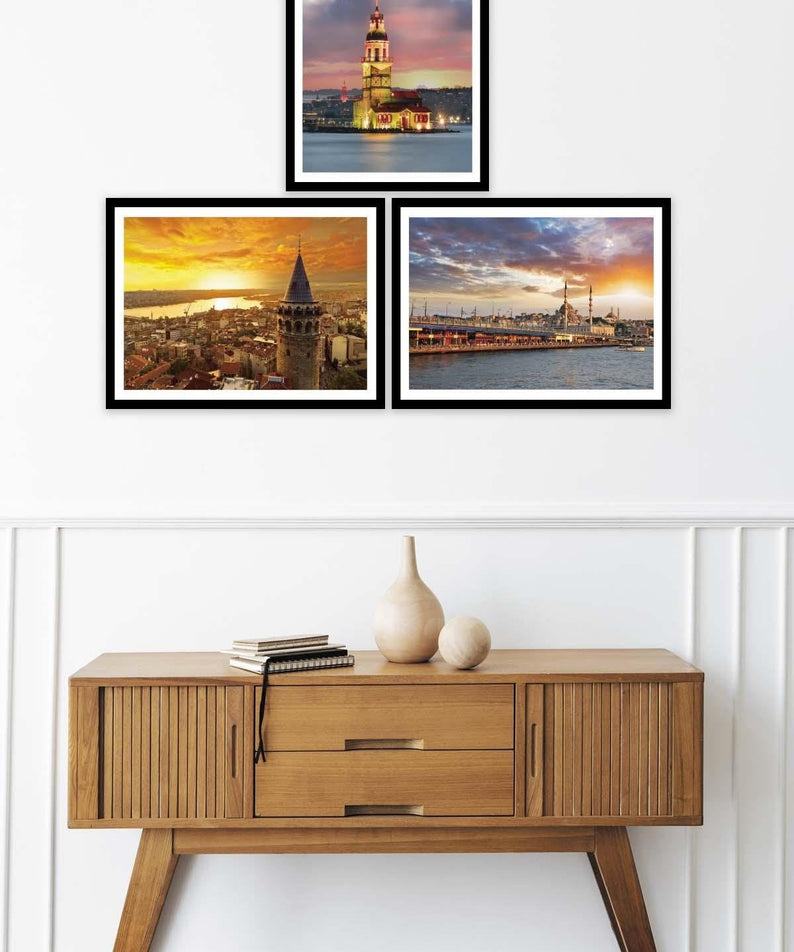 Galata Kulesi Ve Kız Kulesi Temalı Tablo Seti