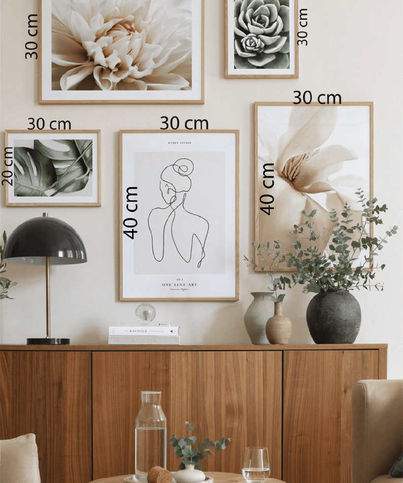 5 Parça Gül Ve Botanik Temalı Ahşap Çerçeve Görünümlü Tablo Seti