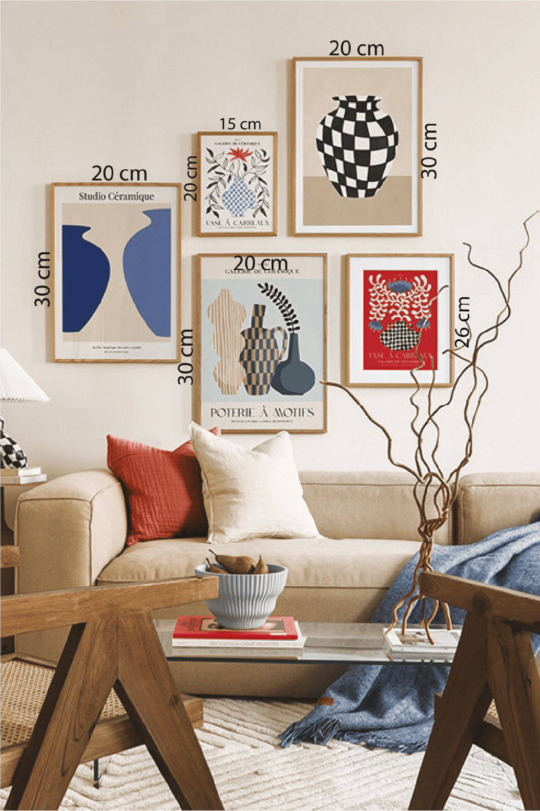 5 Parça Vazo Temalı Ahşap Çerçeve Görünümlü tablo Seti