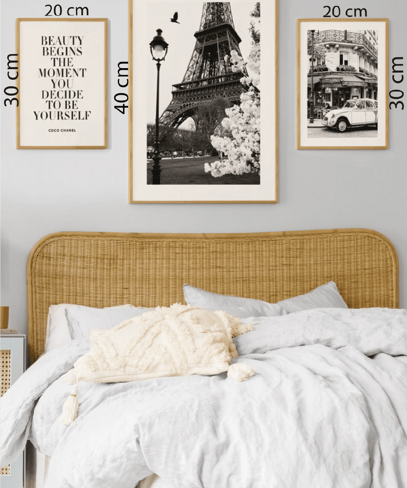 3 Parça Eyfel Kulesi Temalı Ahşap Çerçeve Görünümlü Tablo Seti