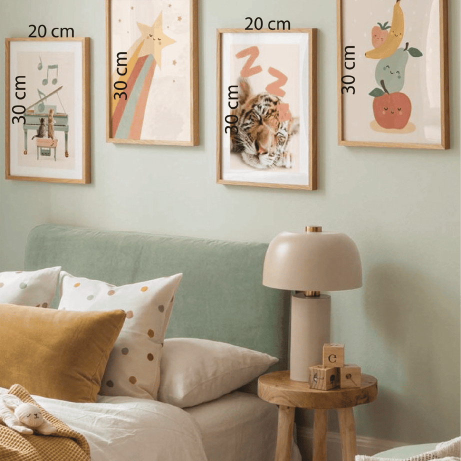 4 Parça Piano Ve Modern Sanatsal Tarzda Ahşap Çerçeve Görünümlü Tablo Seti