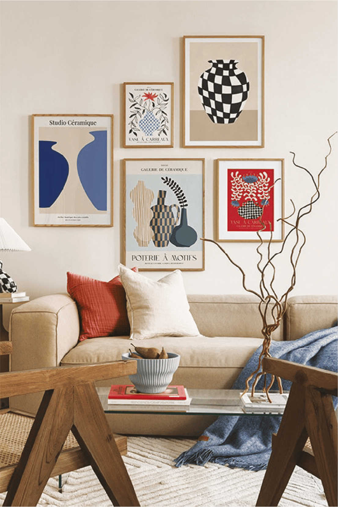 5 Parça Vazo Temalı Ahşap Çerçeve Görünümlü tablo Seti