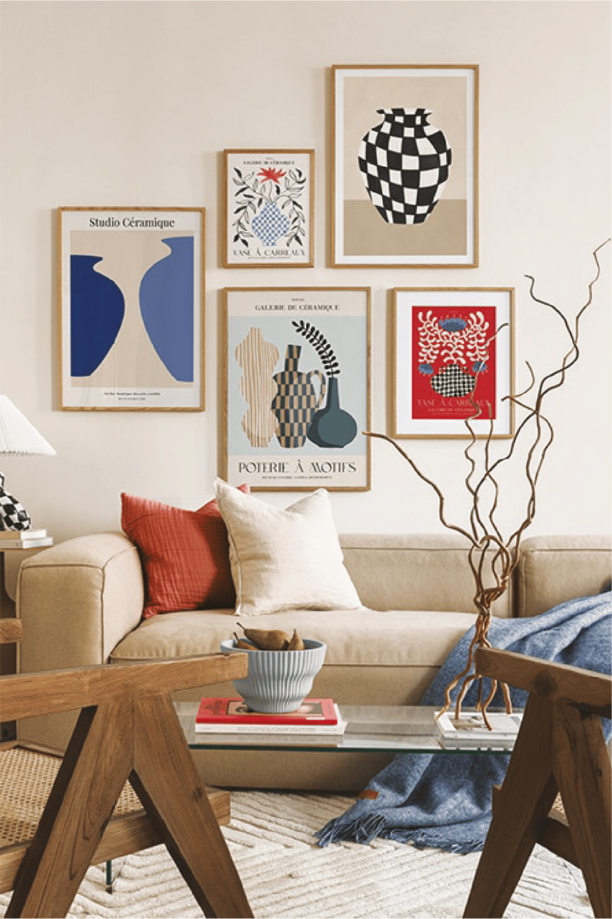 5 Parça Vazo Temalı Ahşap Çerçeve Görünümlü tablo Seti