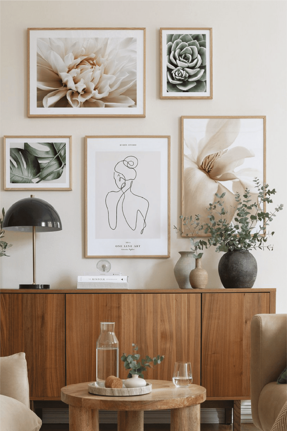 5 Parça Gül Ve Botanik Temalı Ahşap Çerçeve Görünümlü Tablo Seti