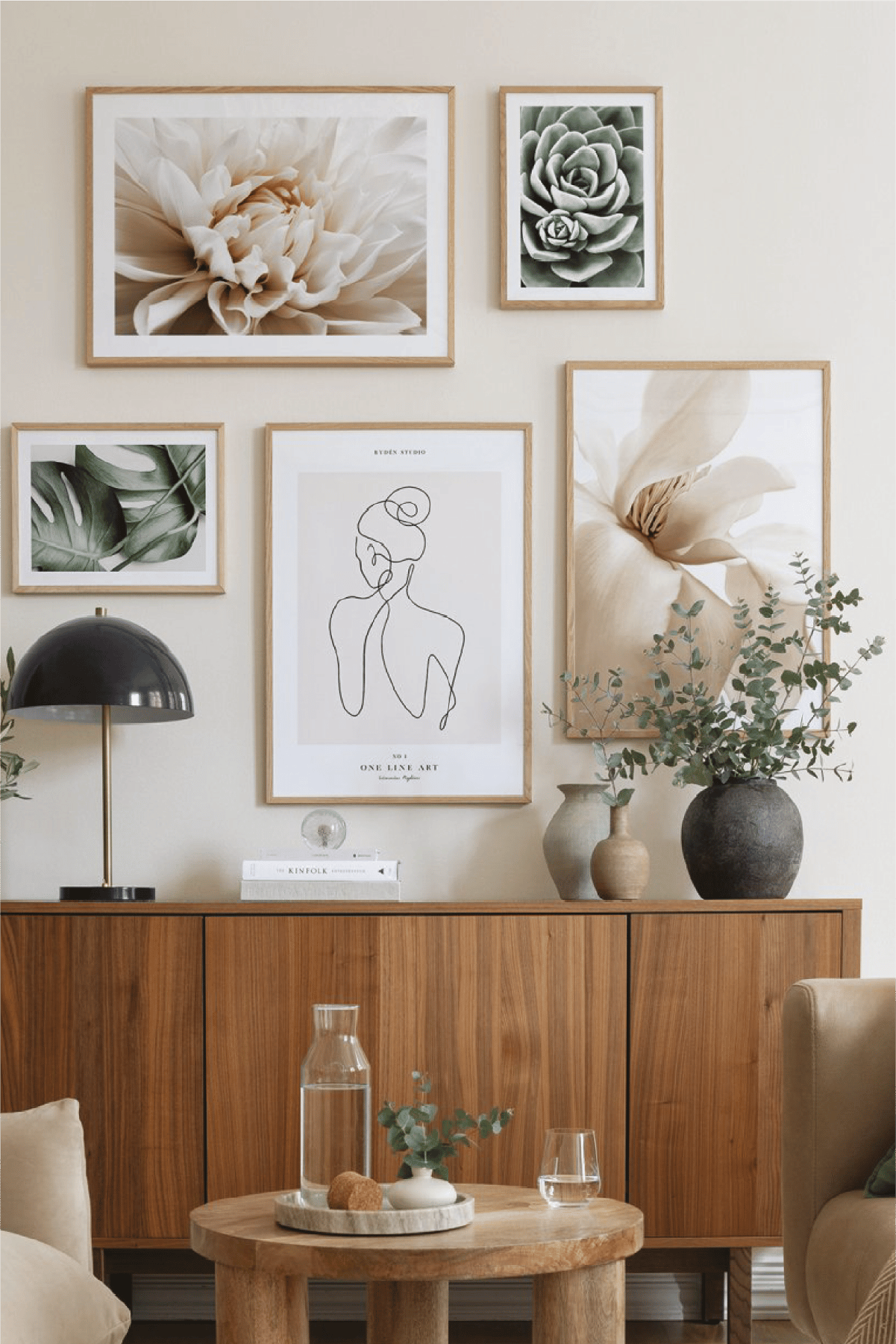 5 Parça Gül Ve Botanik Temalı Ahşap Çerçeve Görünümlü Tablo Seti