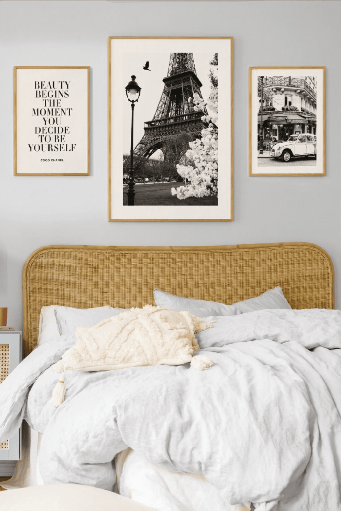 3 Parça Eyfel Kulesi Temalı Ahşap Çerçeve Görünümlü Tablo Seti