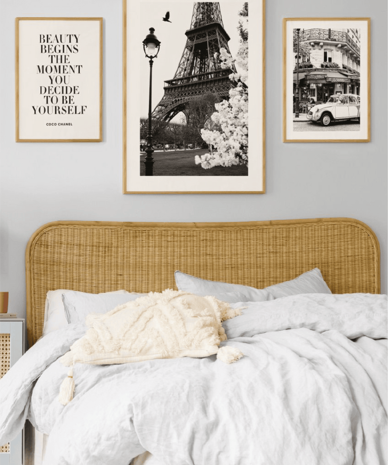 3 Parça Eyfel Kulesi Temalı Ahşap Çerçeve Görünümlü Tablo Seti