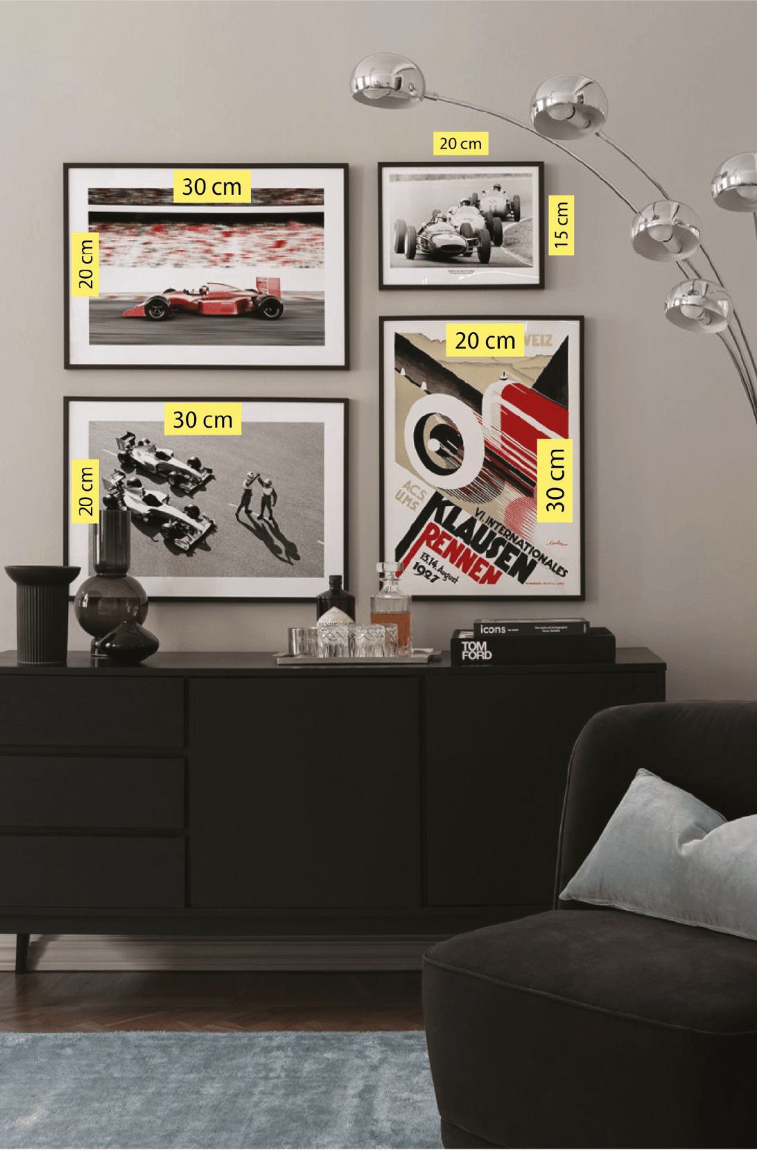 Formula 1 Temalı Siyah Çerçeve Görünümlü Tablo Seti