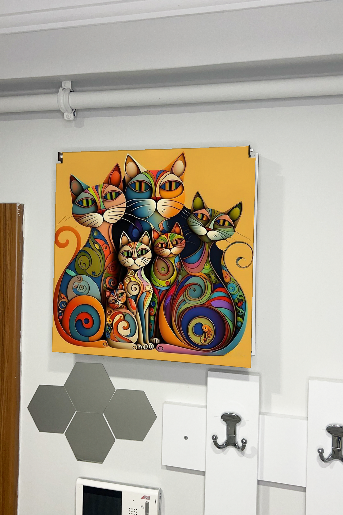 Kedi Ailesi sanatsal Temalı Ahşap Sigorta Saklama Kutusu