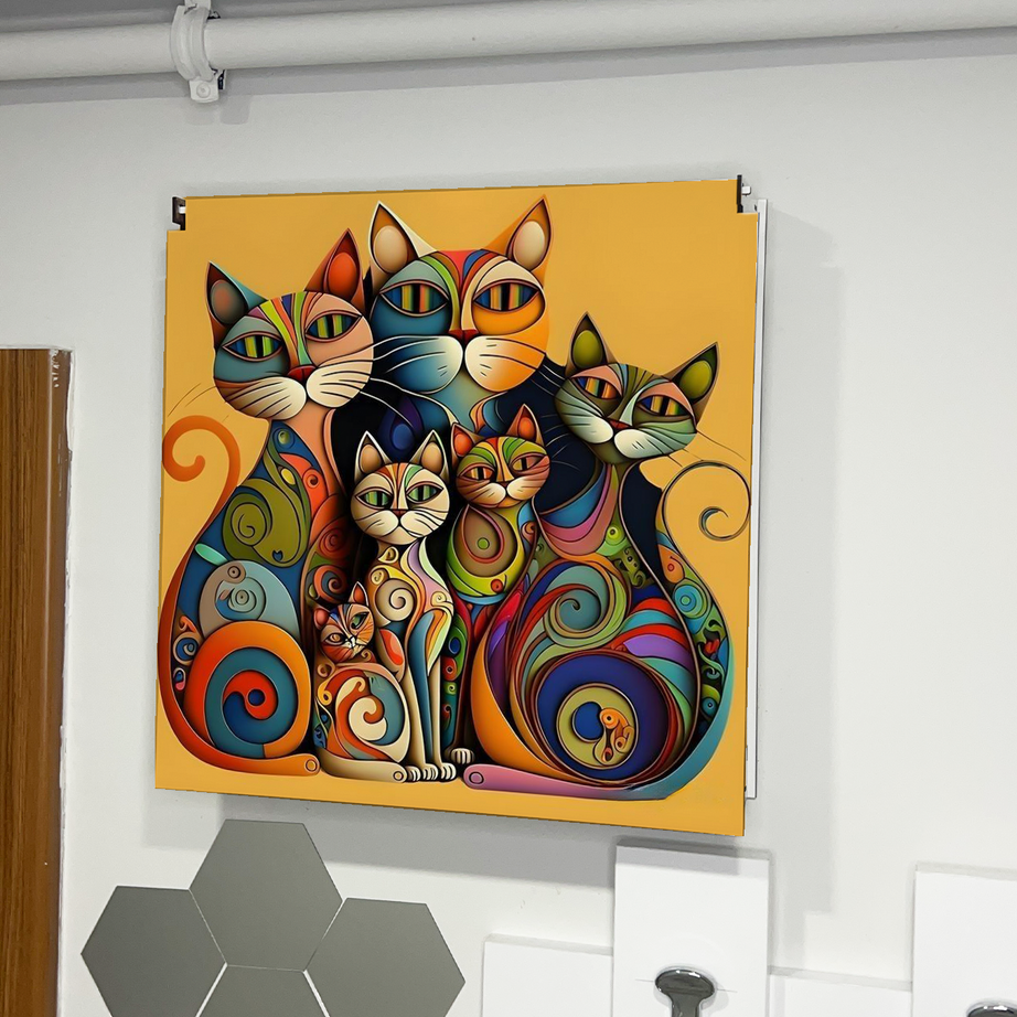 Kedi Ailesi sanatsal Temalı Ahşap Sigorta Saklama Kutusu