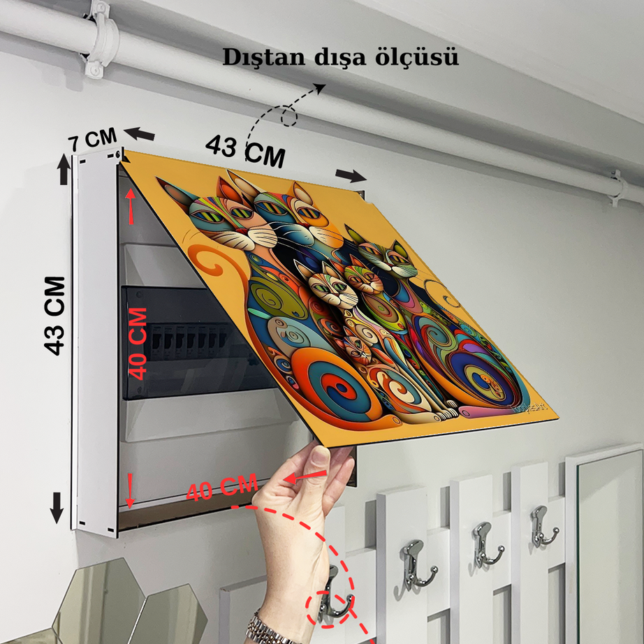 Kedi Ailesi sanatsal Temalı Ahşap Sigorta Saklama Kutusu