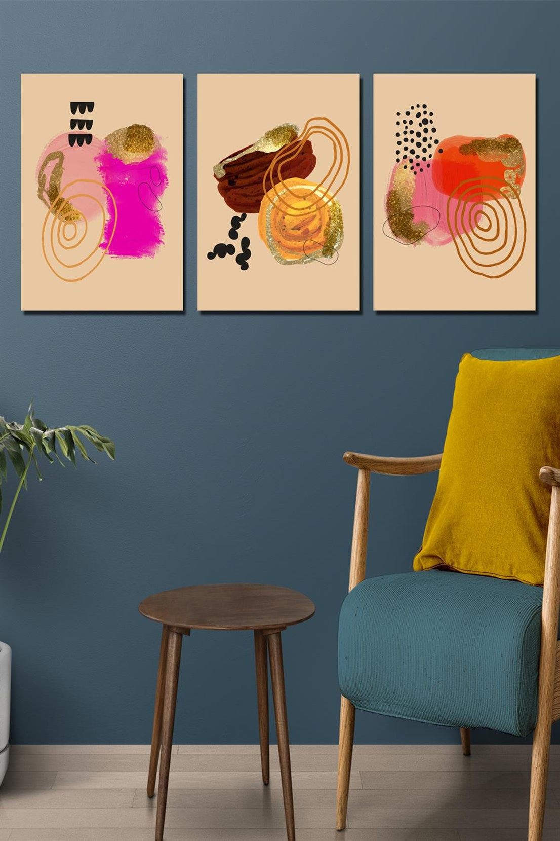 3 Parça sanatsal dijital baskı tablo seti