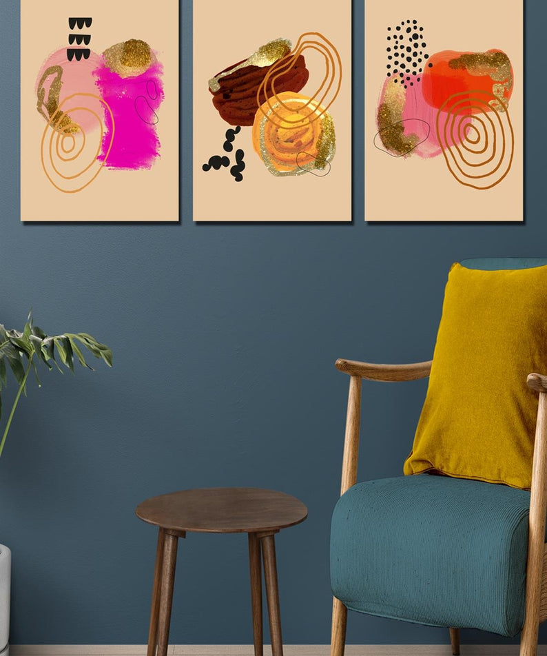 3 Parça sanatsal dijital baskı tablo seti