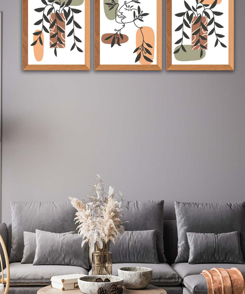 3 Parça Modern Tarzda Bohem Kadın Tasarım Uv Baskı Mdf Tablo Seti