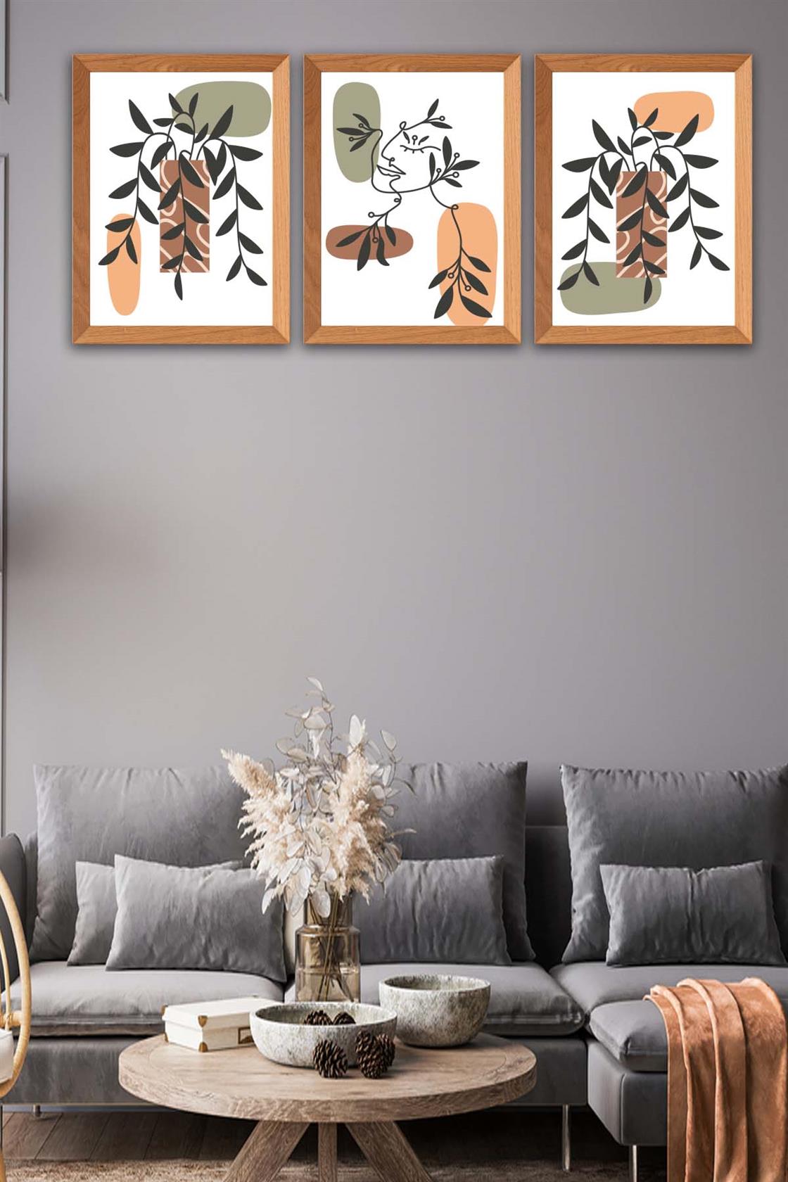 3 Parça Modern Tarzda Bohem Kadın Tasarım Uv Baskı Mdf Tablo Seti