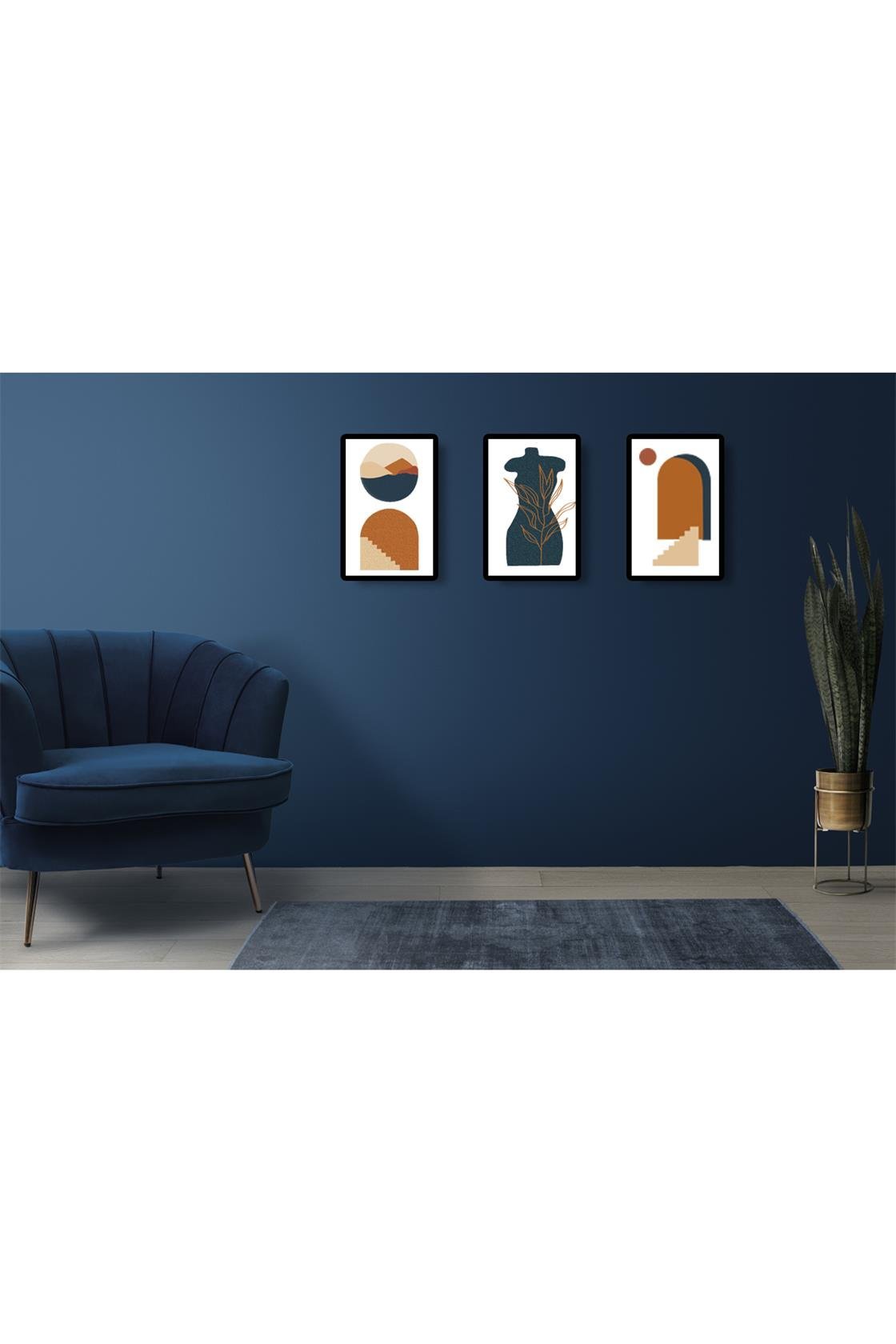 3'lü Sanatsal duvar dekorasyon tablo seti